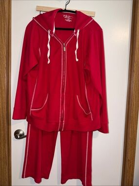 Venezia Red Hooded Zip Track Jacket with Matching Joggers